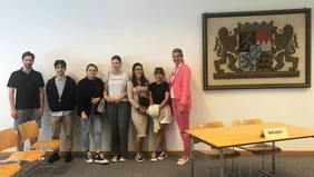 A group of people in a court room